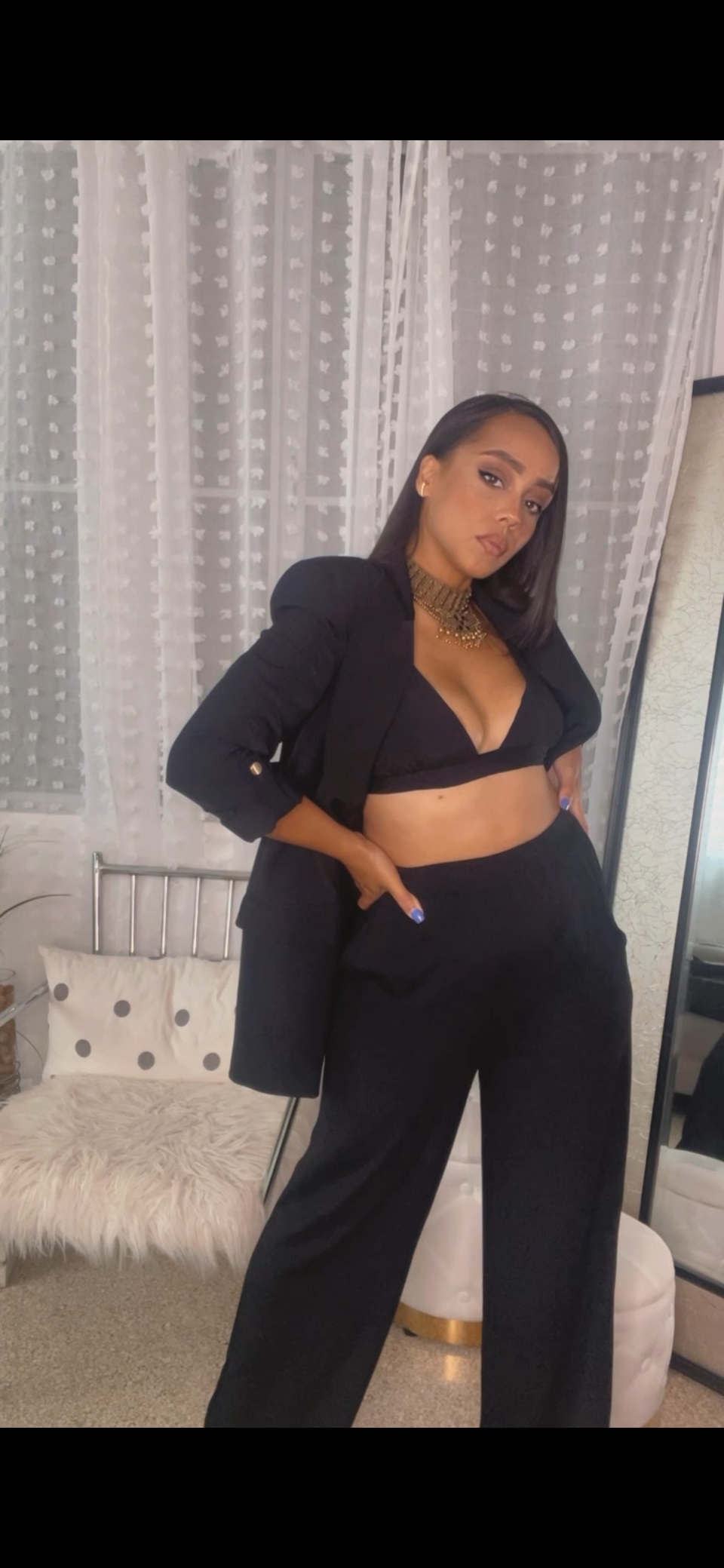 Black long high waist pants