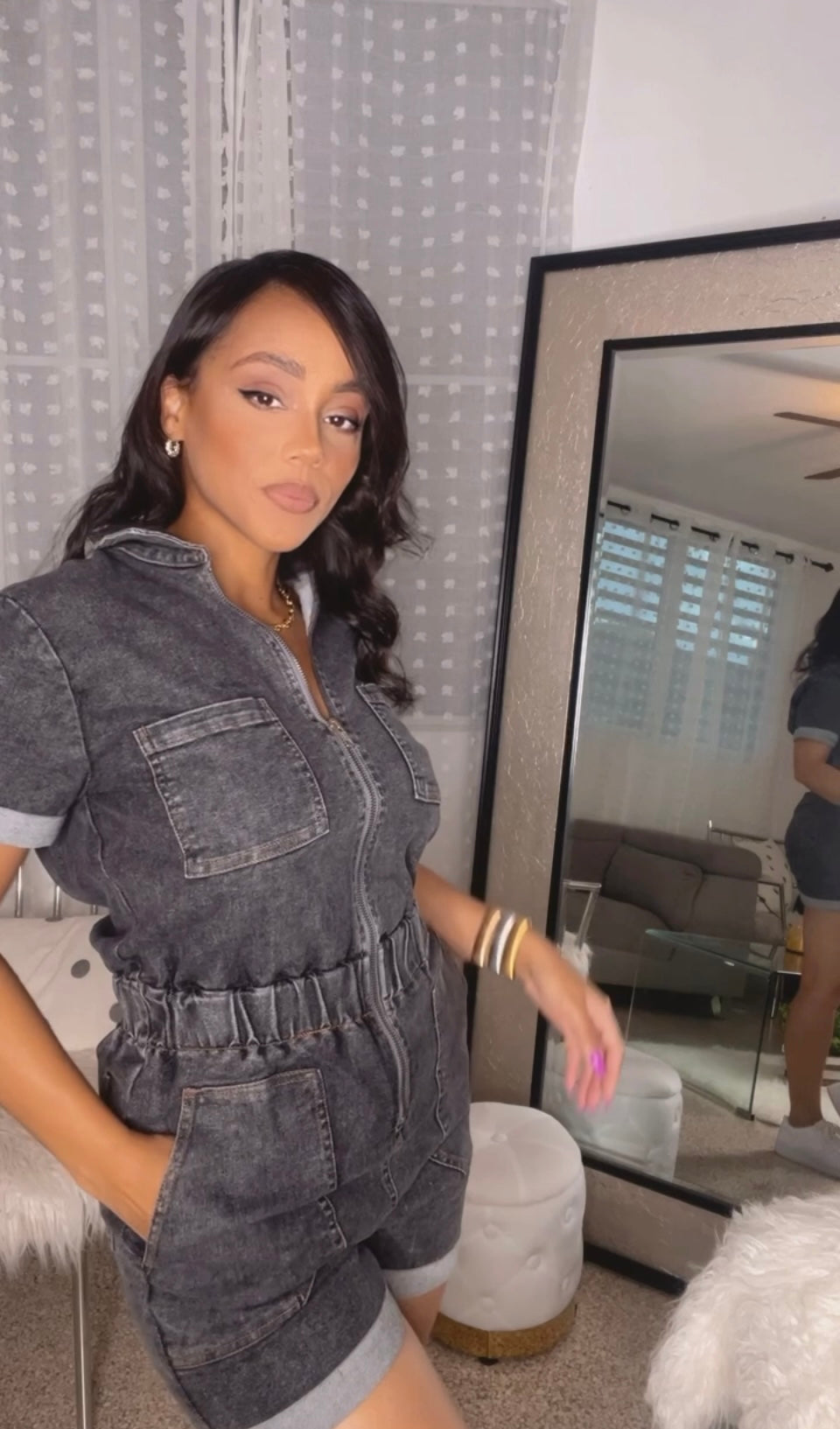 Charcoal Denim Romper
