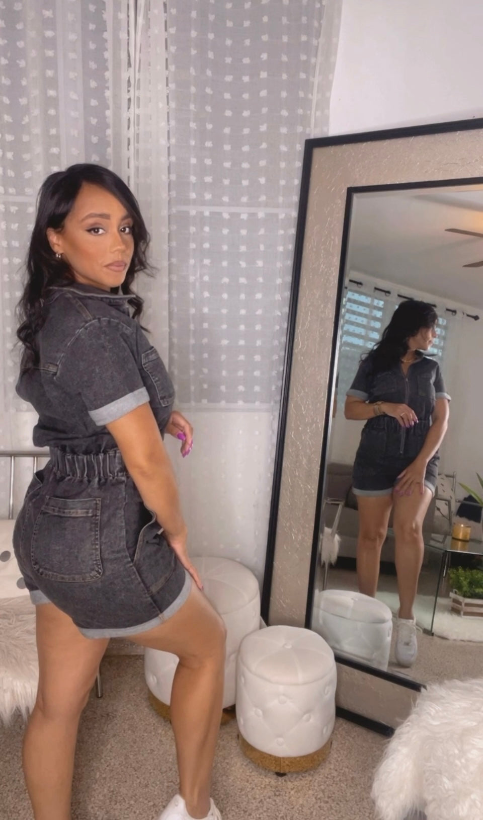 Charcoal Denim Romper