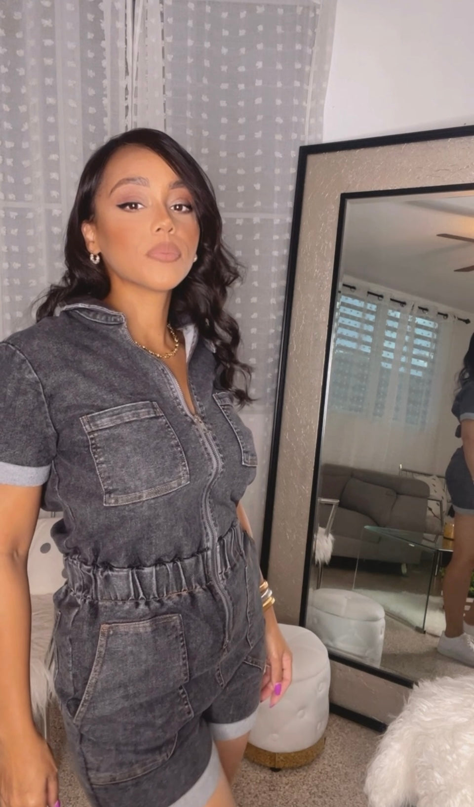Charcoal Denim Romper