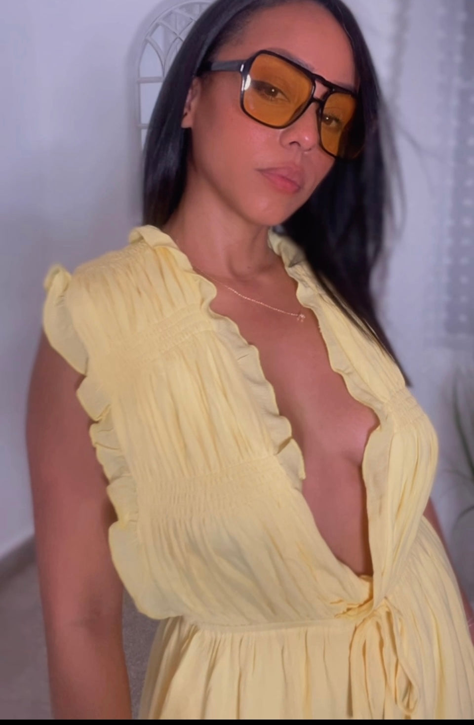 Yellow Ruched Romper