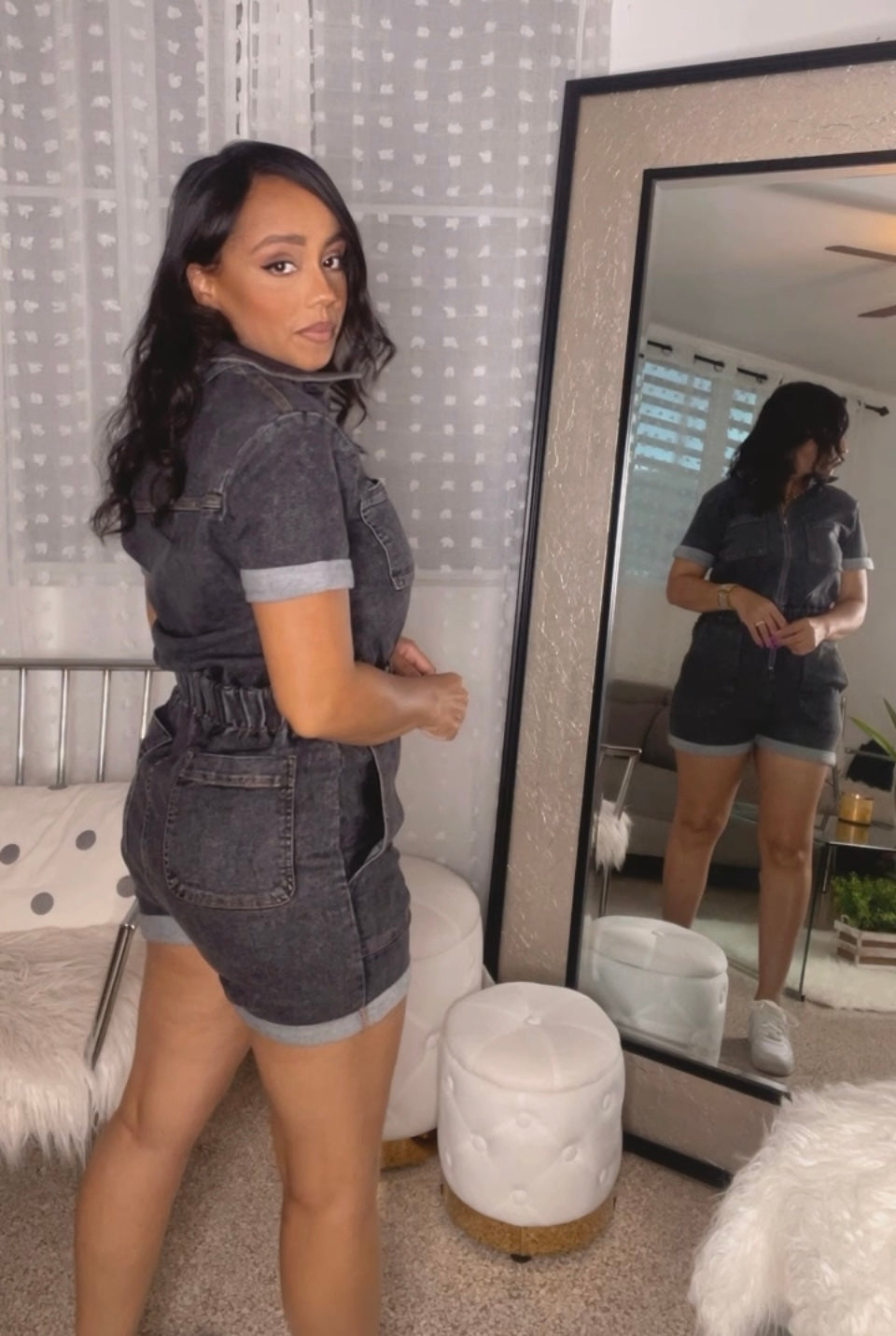 Charcoal Denim Romper