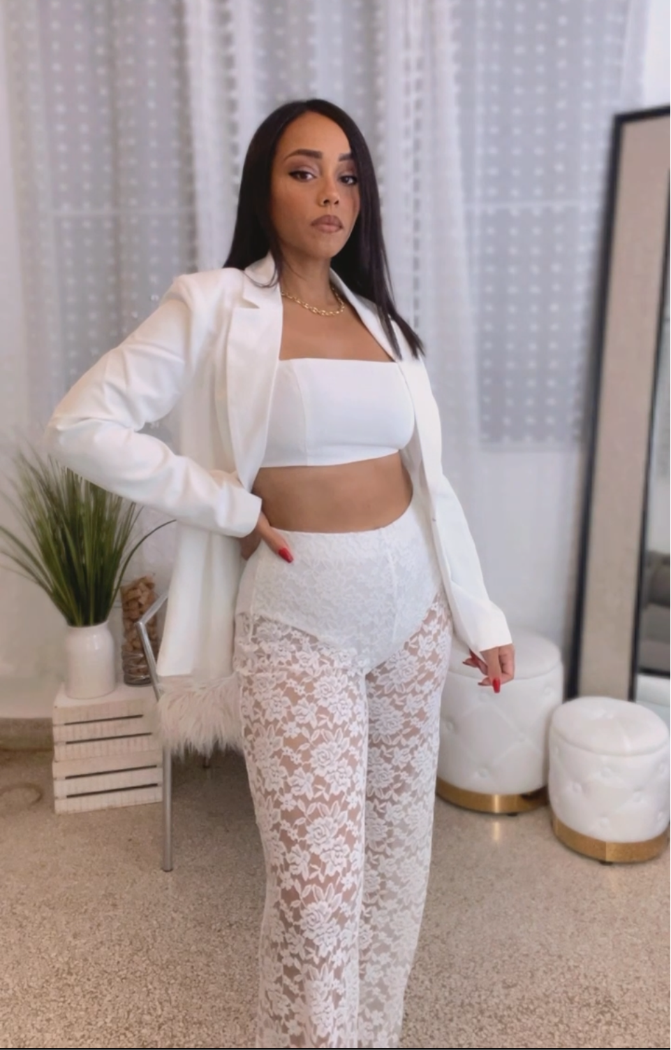 White Lace Pants