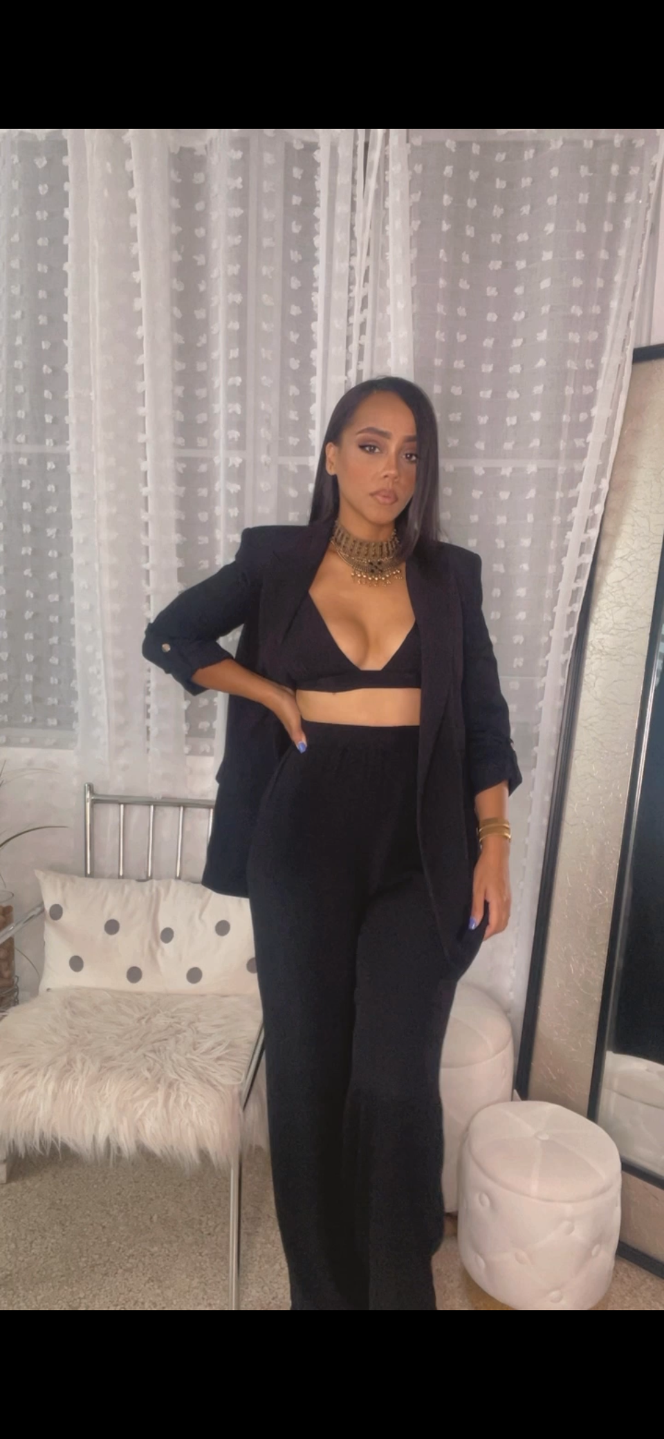 Black long high waist pants
