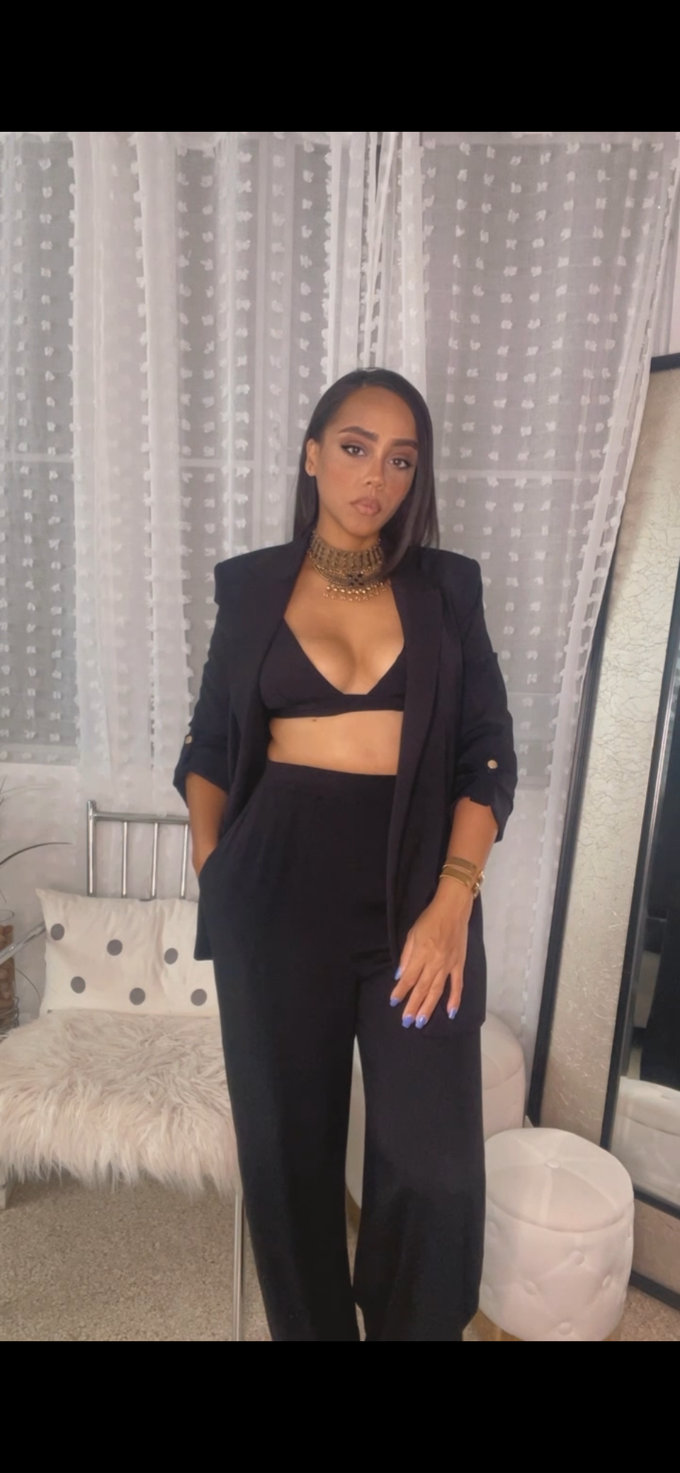 Black long high waist pants