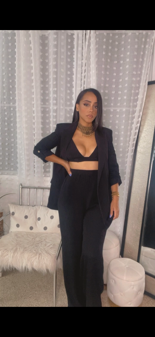 Black long high waist pants
